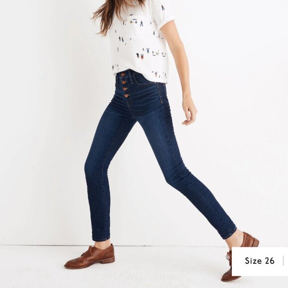 Madwell 9" Mid-Rise Skinny Button Fly Jeans in Hayes Wash: Button-Front Edition - Picture 1 of 11